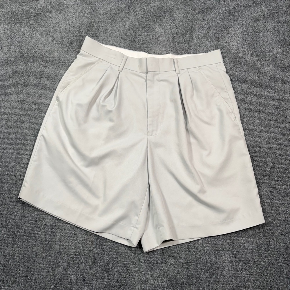 VTG Boast USA Preppy Pleated Tennis Shorts Mens 32 Performance Polyester Gray‎